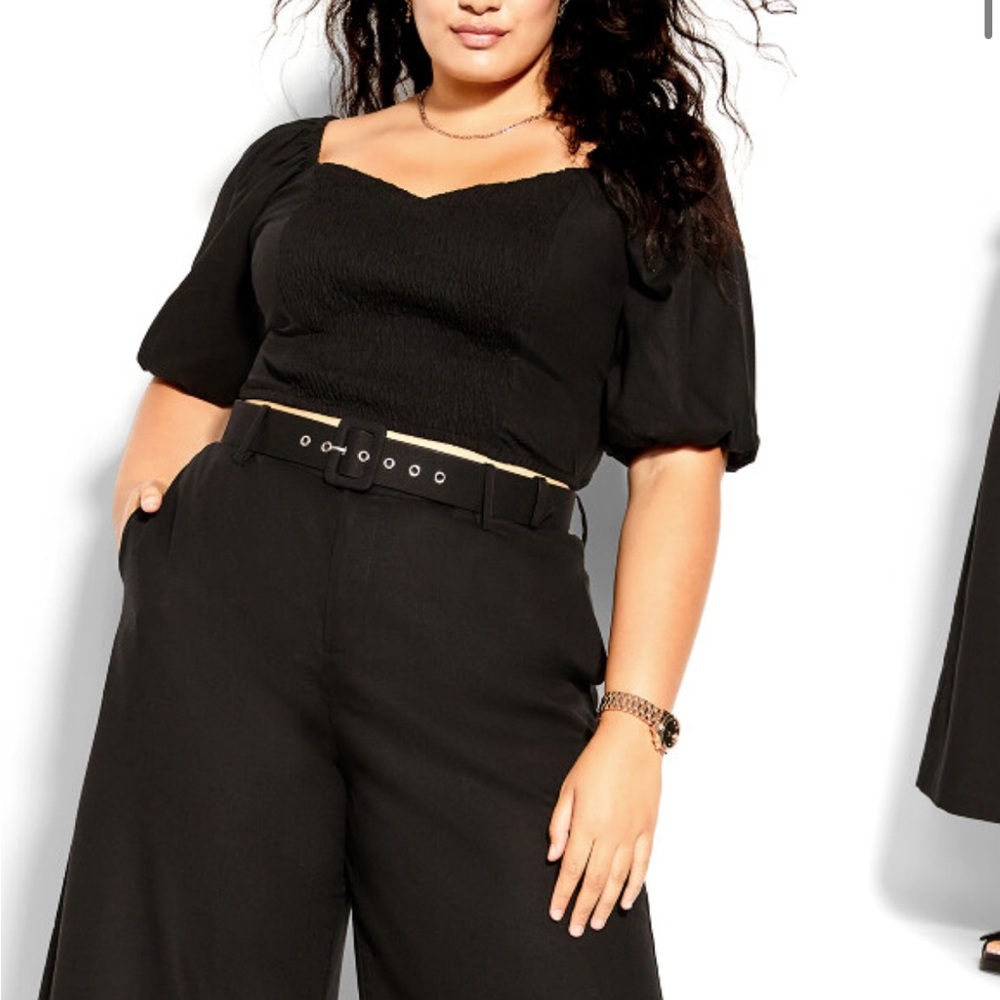 NWT City Chic Black Shirred Dreams Cropped Top Oversized S